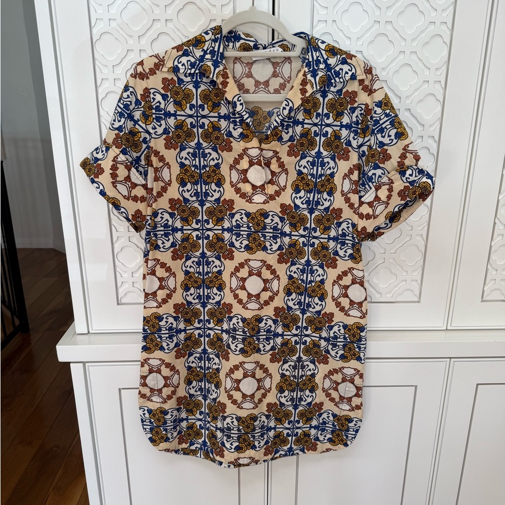 Sandro Short Sleeve Mini/Tunic Patterned Dress. S… - image 1